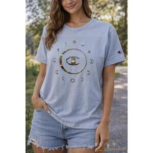 Champion Light Blue Moon Phase Graphic T-Shirt Size Large